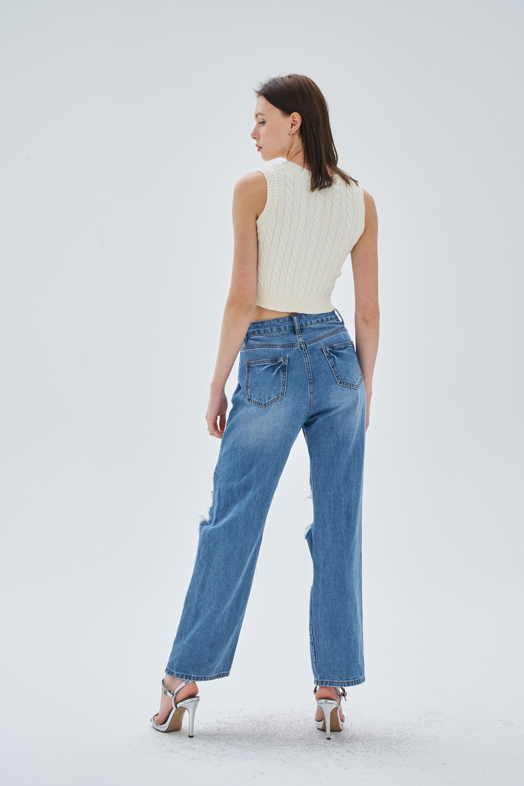 WIDE LEG RIPPED JEANS - Image 3