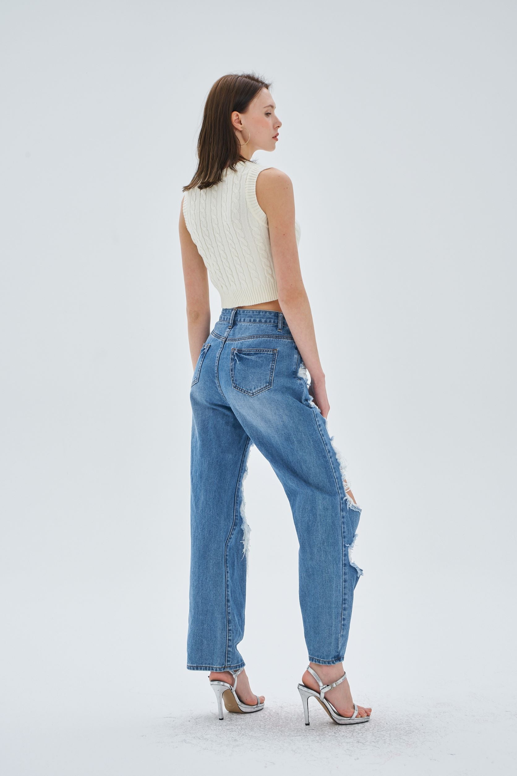 WIDE LEG RIPPED JEANS - Image 2