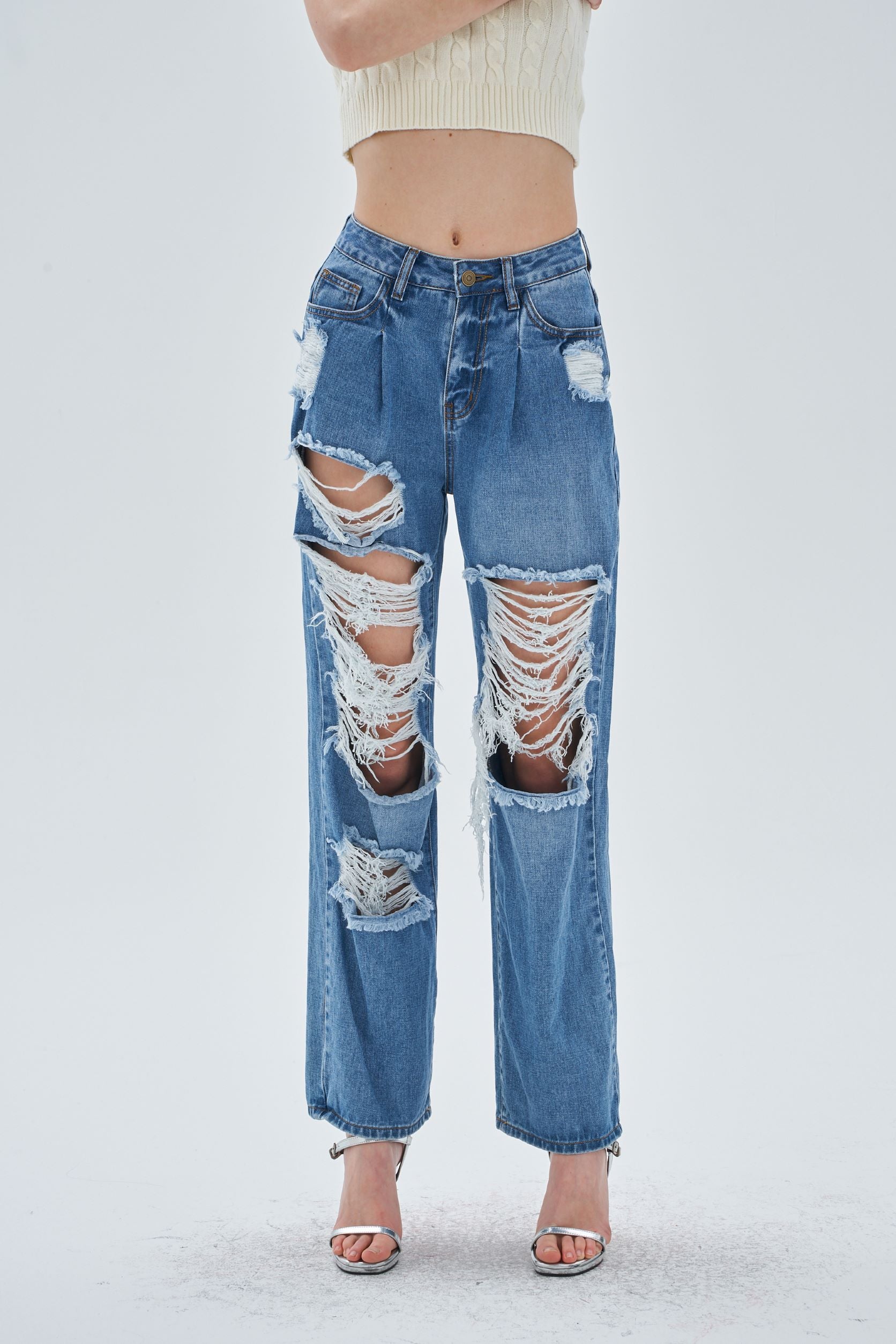 WIDE LEG RIPPED JEANS - Image 6