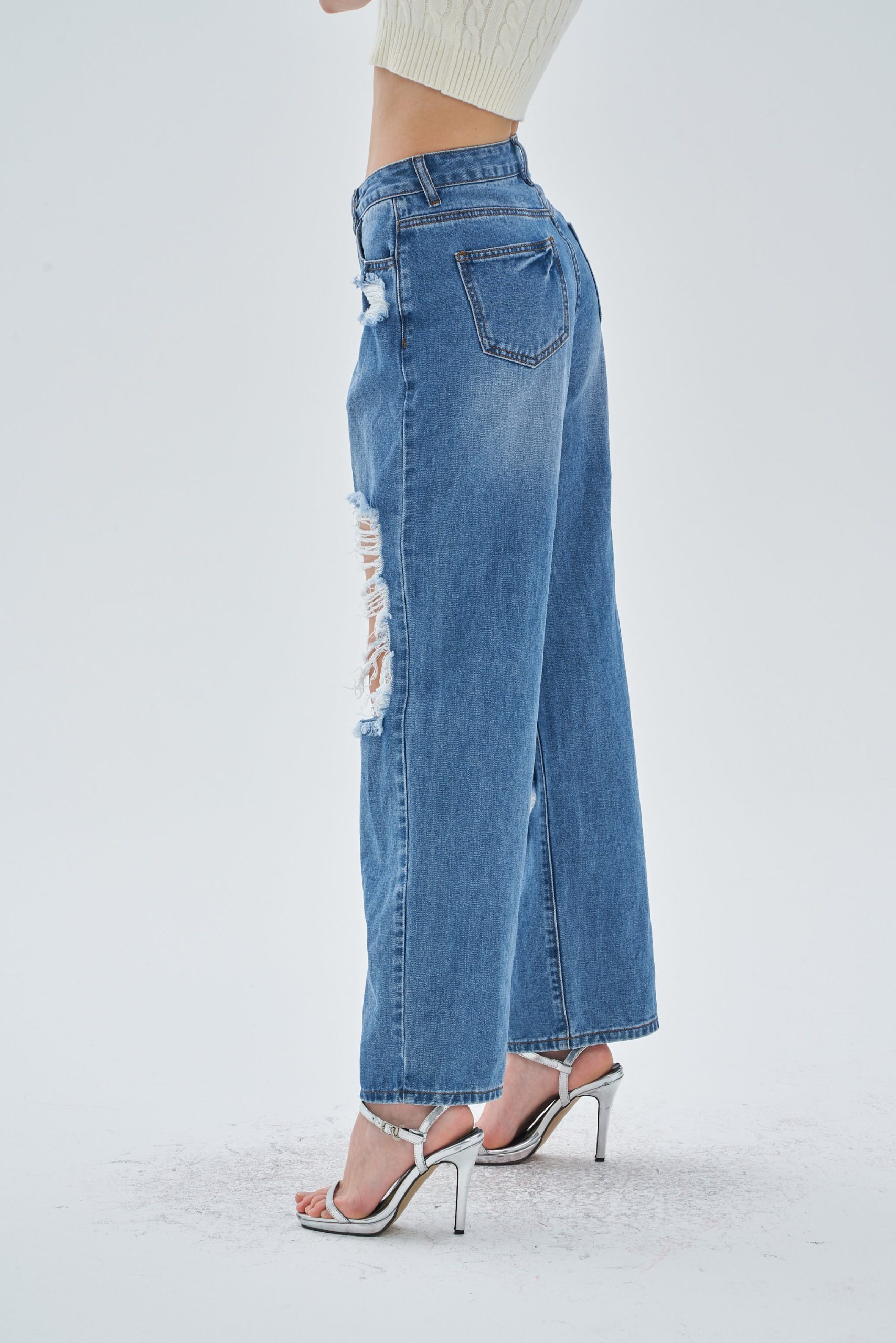 WIDE LEG RIPPED JEANS - Image 7