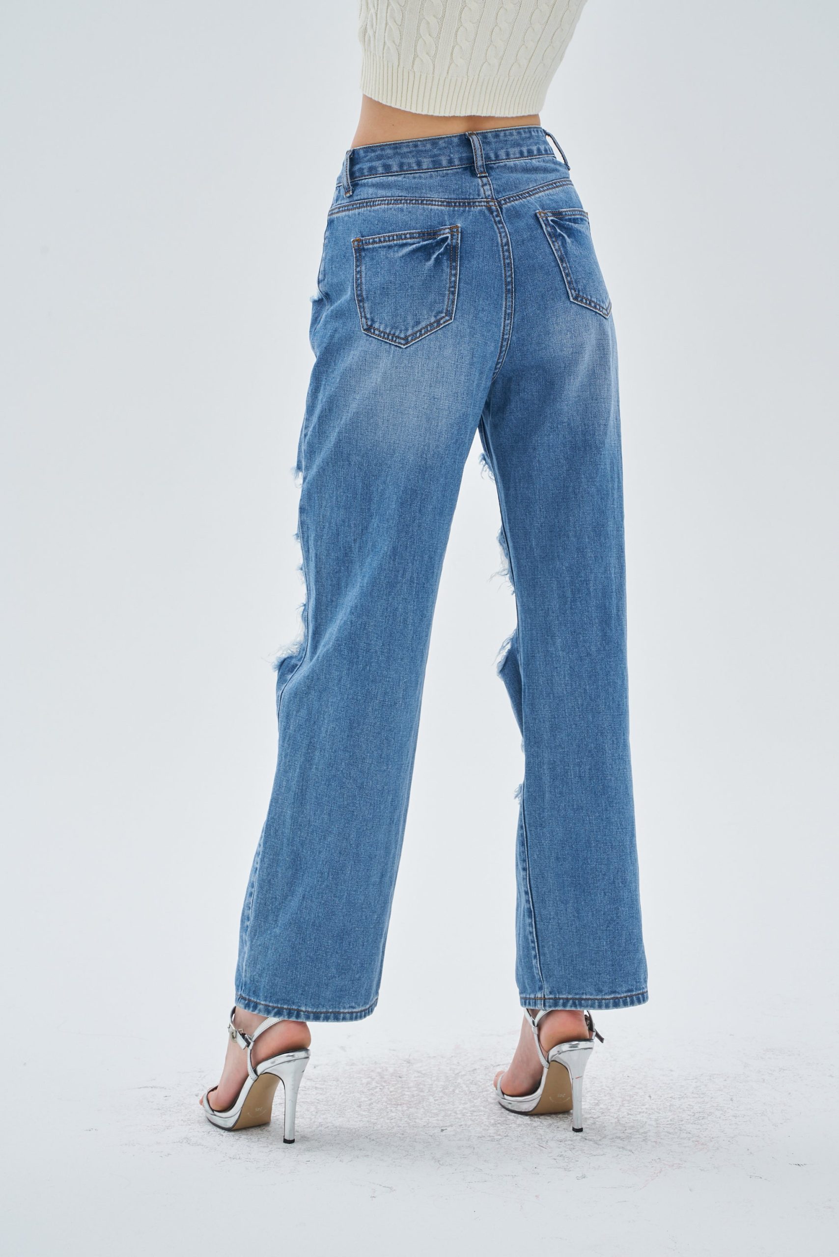 WIDE LEG RIPPED JEANS - Image 8