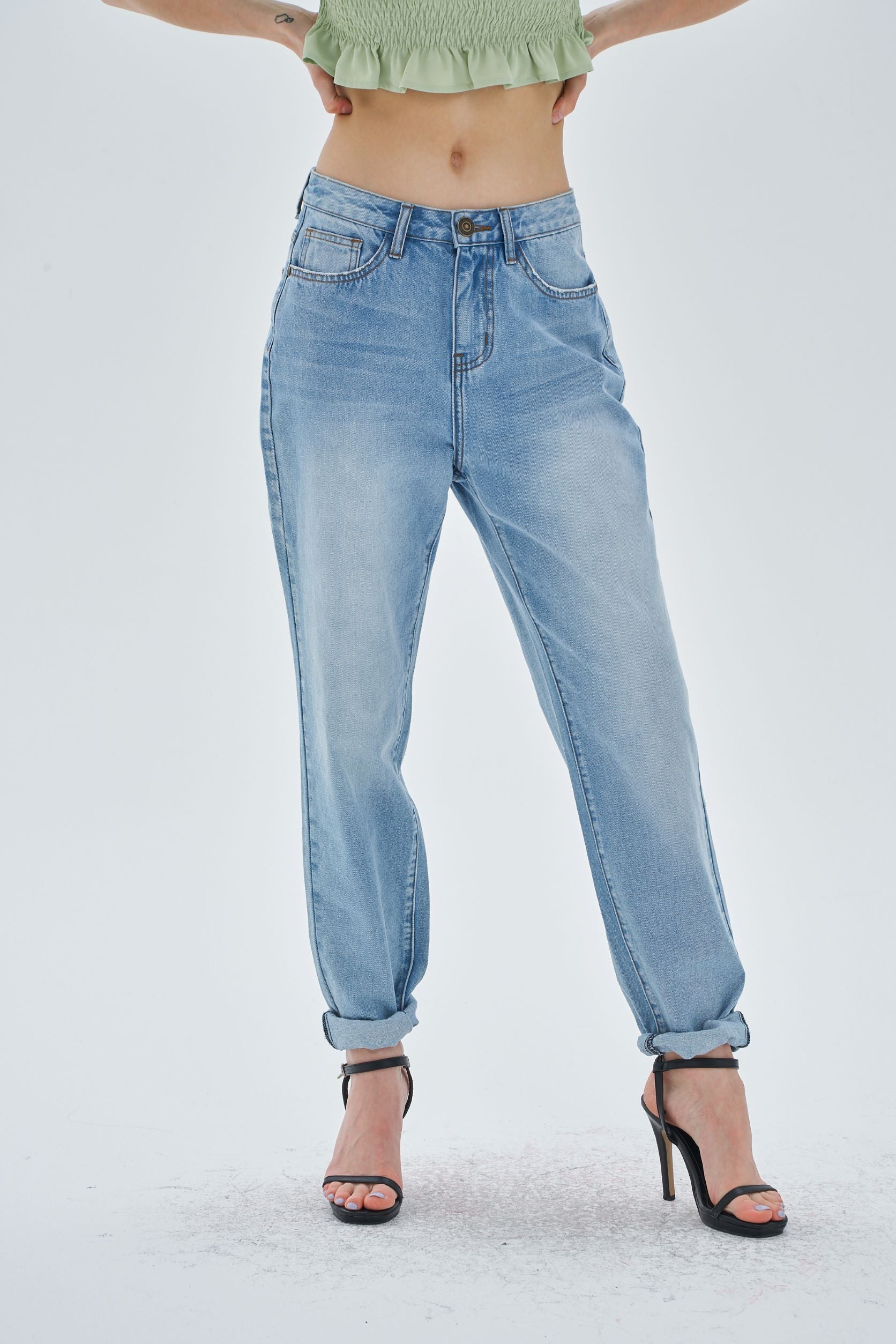 ZIPPER FLY STRAIGHT LEG JEANS - Image 6