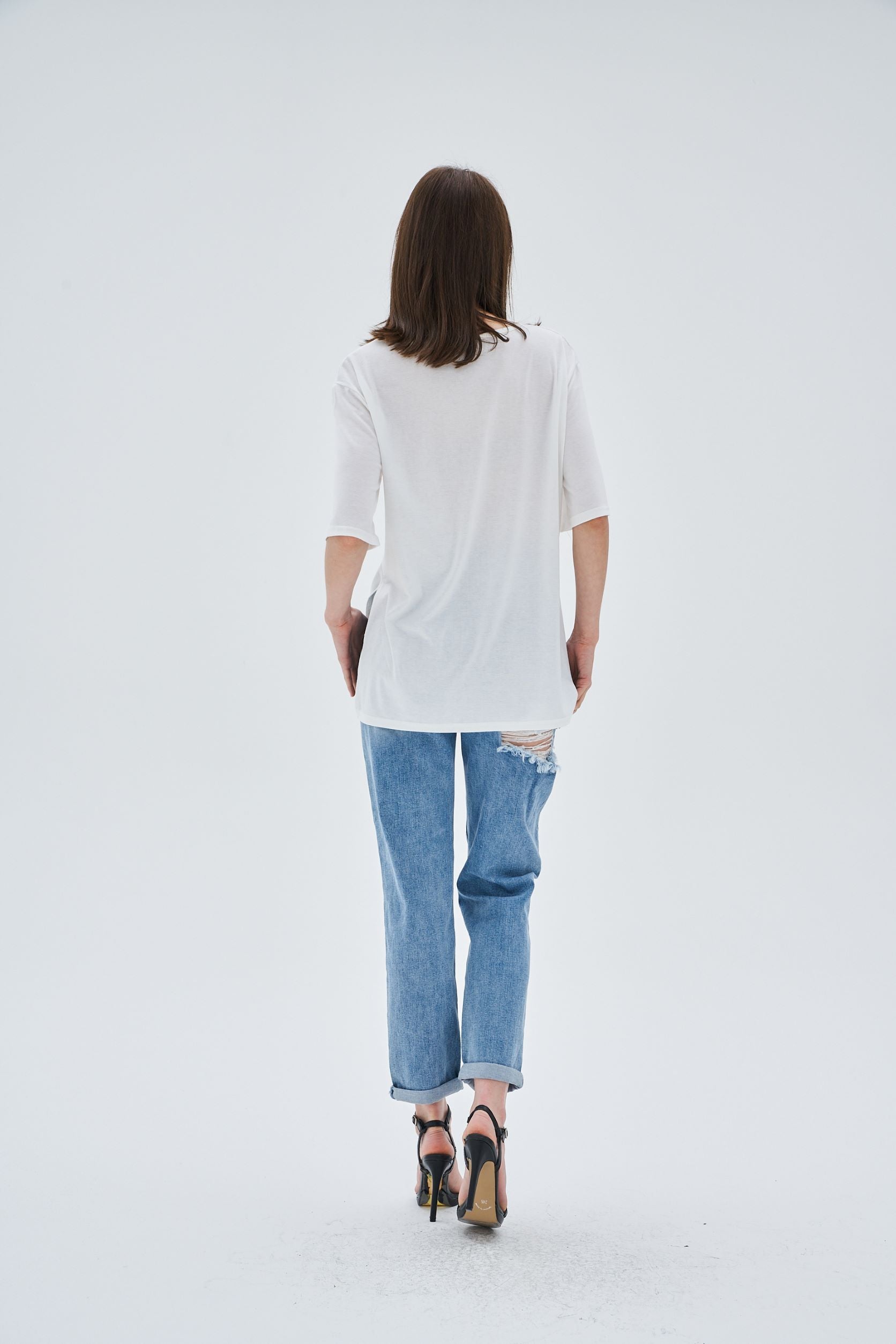 RIPPED DESIGN STRAIGHT LEG JEANS - Image 4