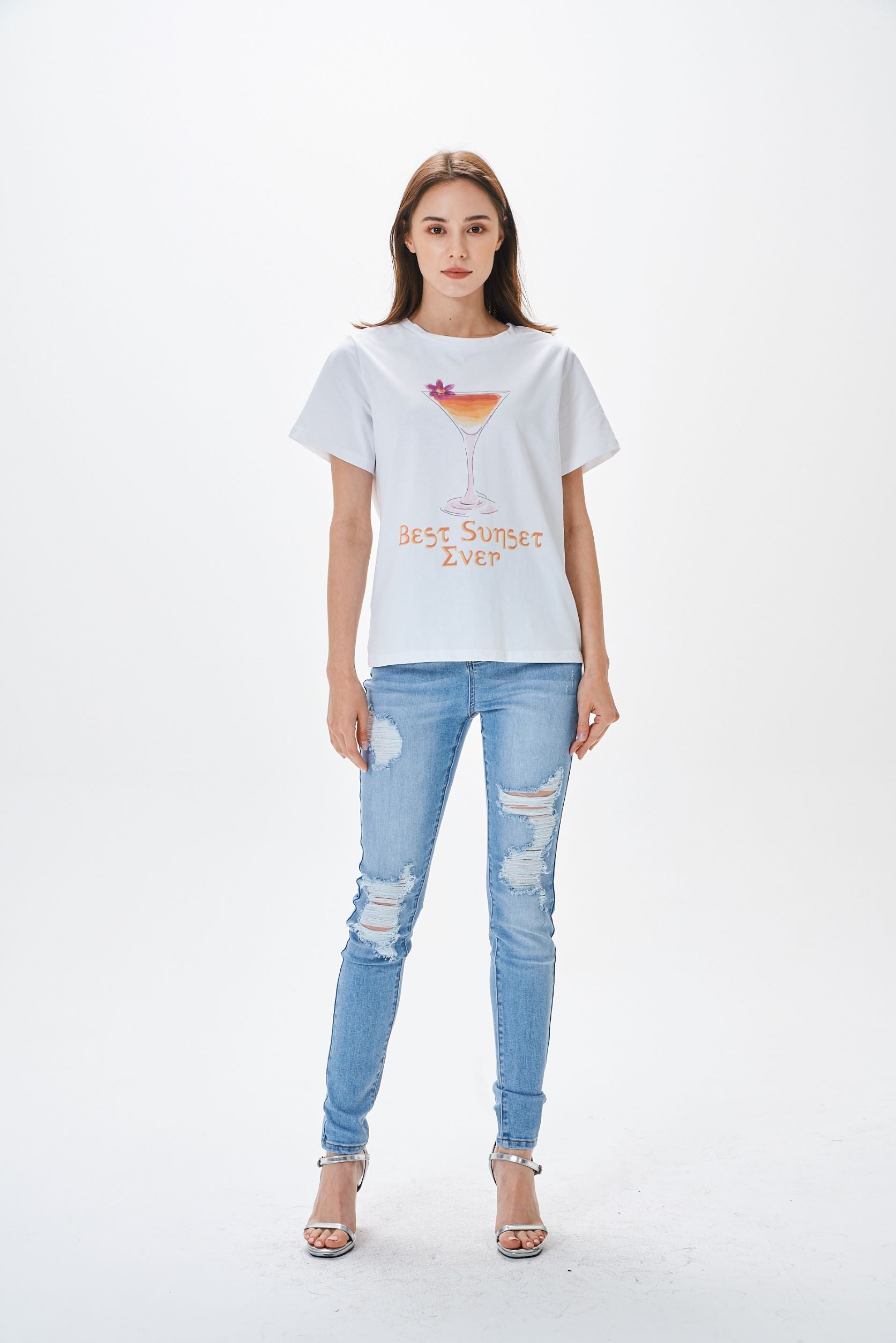LIGHT BLUE HIGH WAIST RIPPED SKINNY JEANS - Image 5