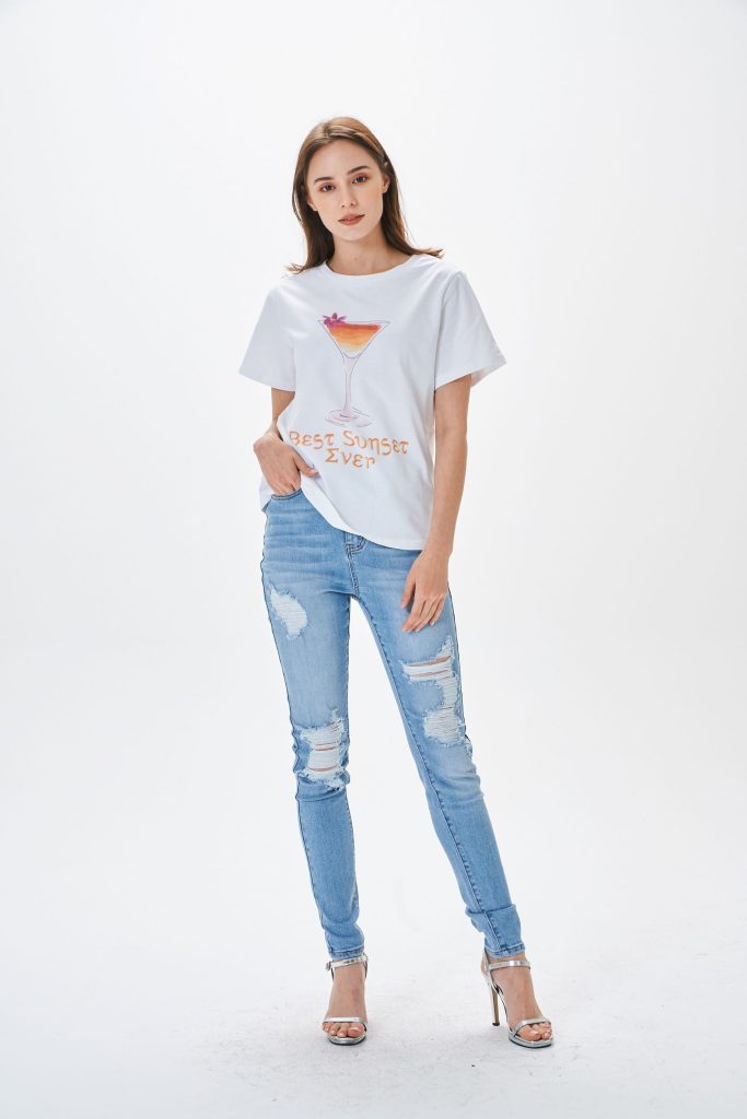 LIGHT BLUE HIGH WAIST RIPPED SKINNY JEANS