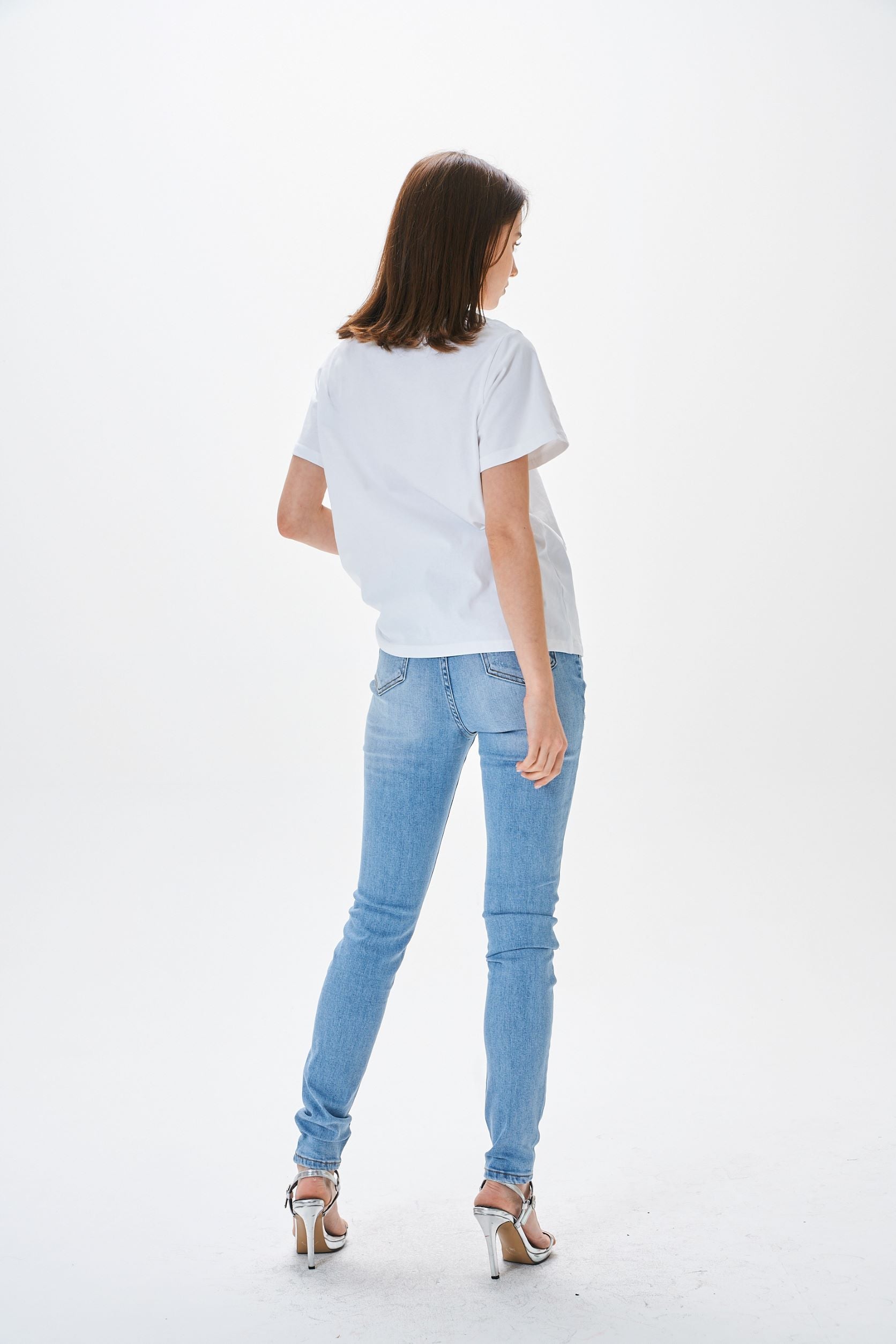 LIGHT BLUE HIGH WAIST RIPPED SKINNY JEANS - Image 4