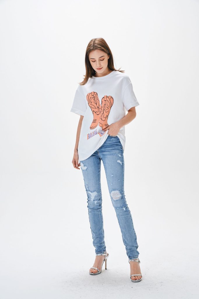 BLUE HIGH WAIST RIPPED SKINNY JEANS