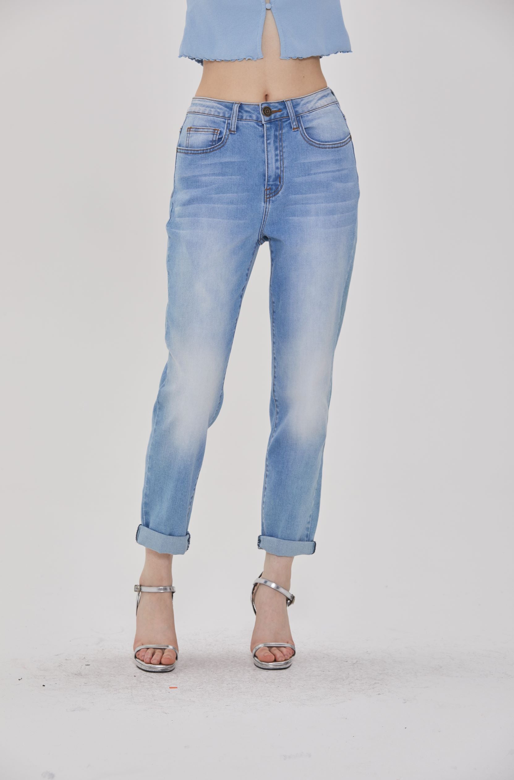 ZIPPER FLY STRAIGHT LEG JEANS - Image 6