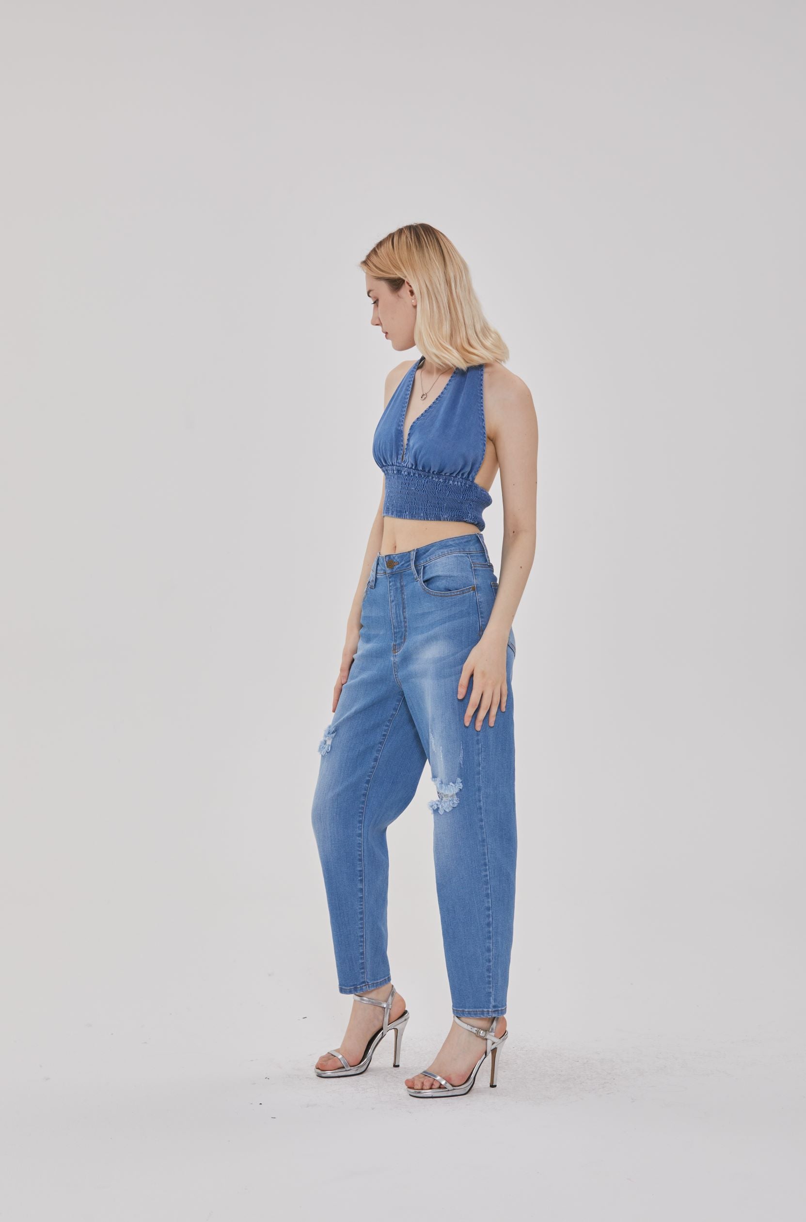 RIPPED DETAIL STRAIGHT LEG JEANS - Image 3