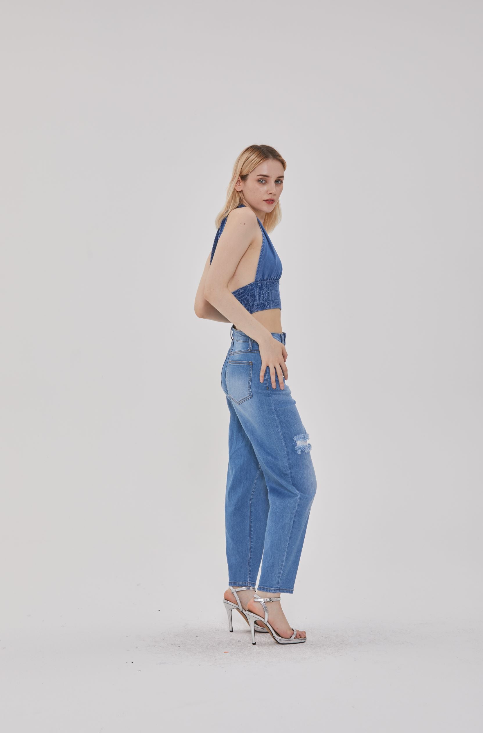 RIPPED DETAIL STRAIGHT LEG JEANS - Image 2