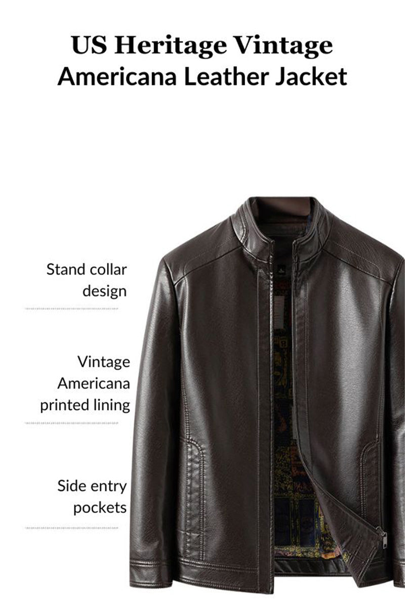US Heritage Vintage Americana Leather Jacket - Image 2