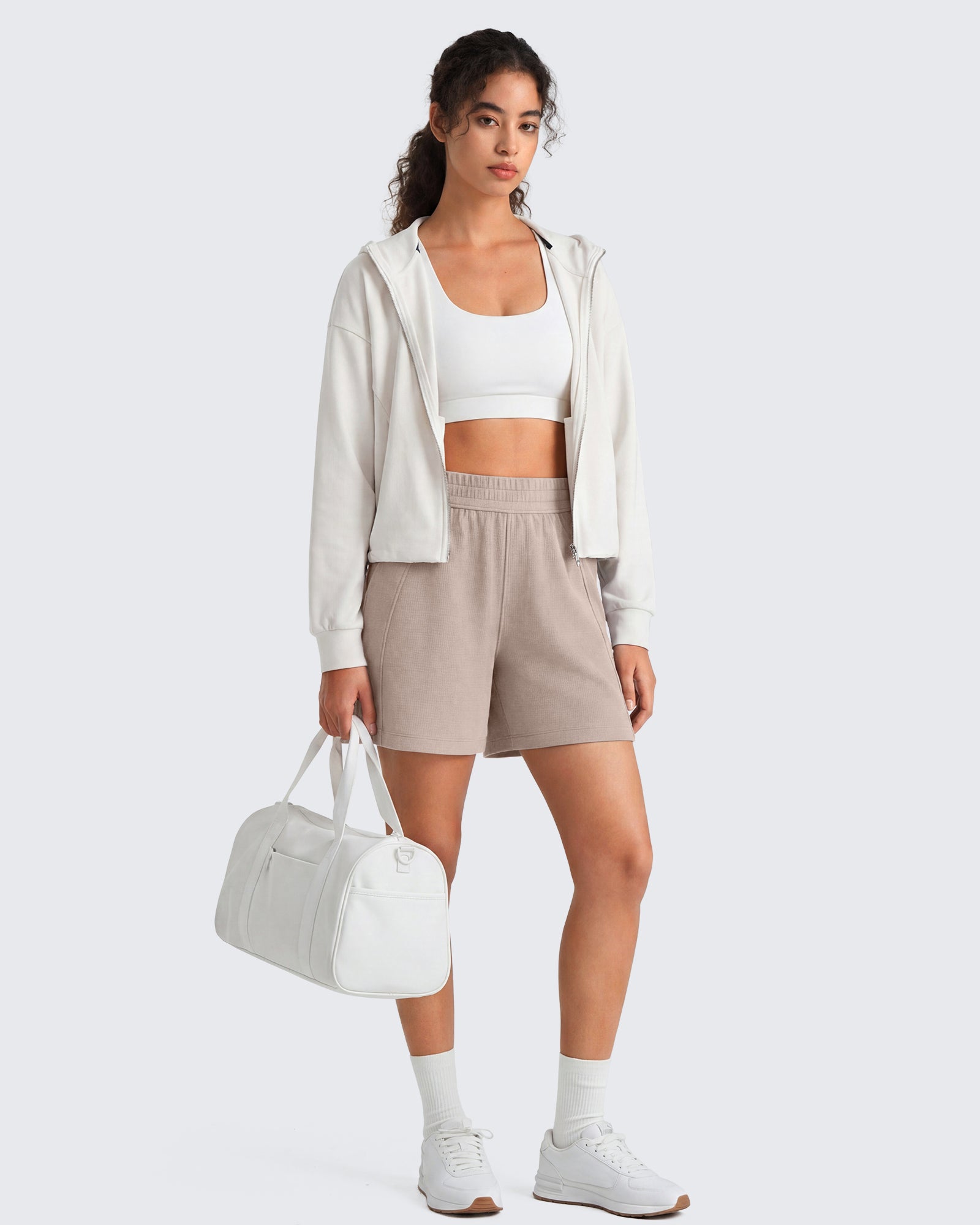 G4Free Waffle Knit 4'' High Waisted Shorts with Pockets - Image 5