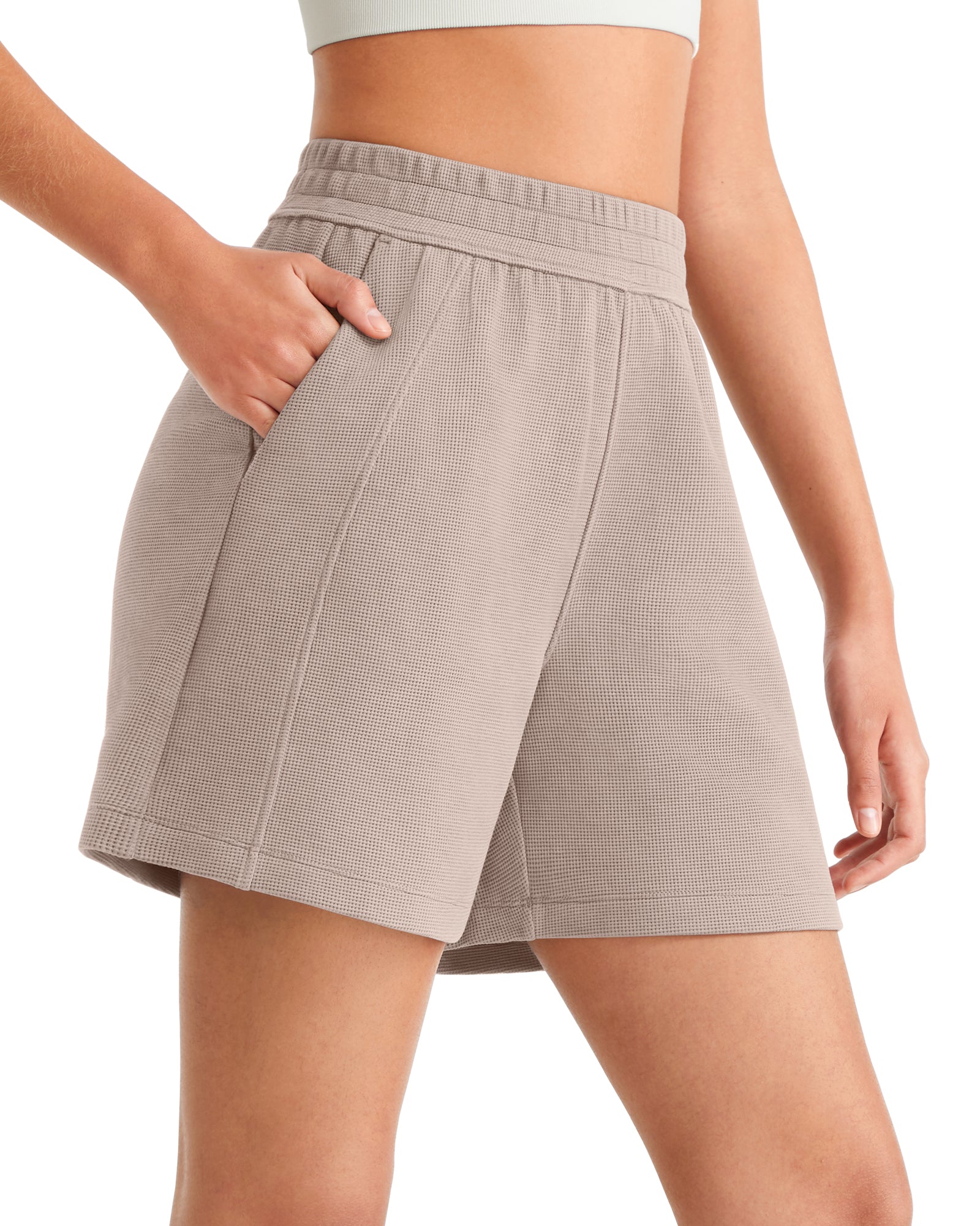 G4Free Waffle Knit 4'' High Waisted Shorts with Pockets - Image 6