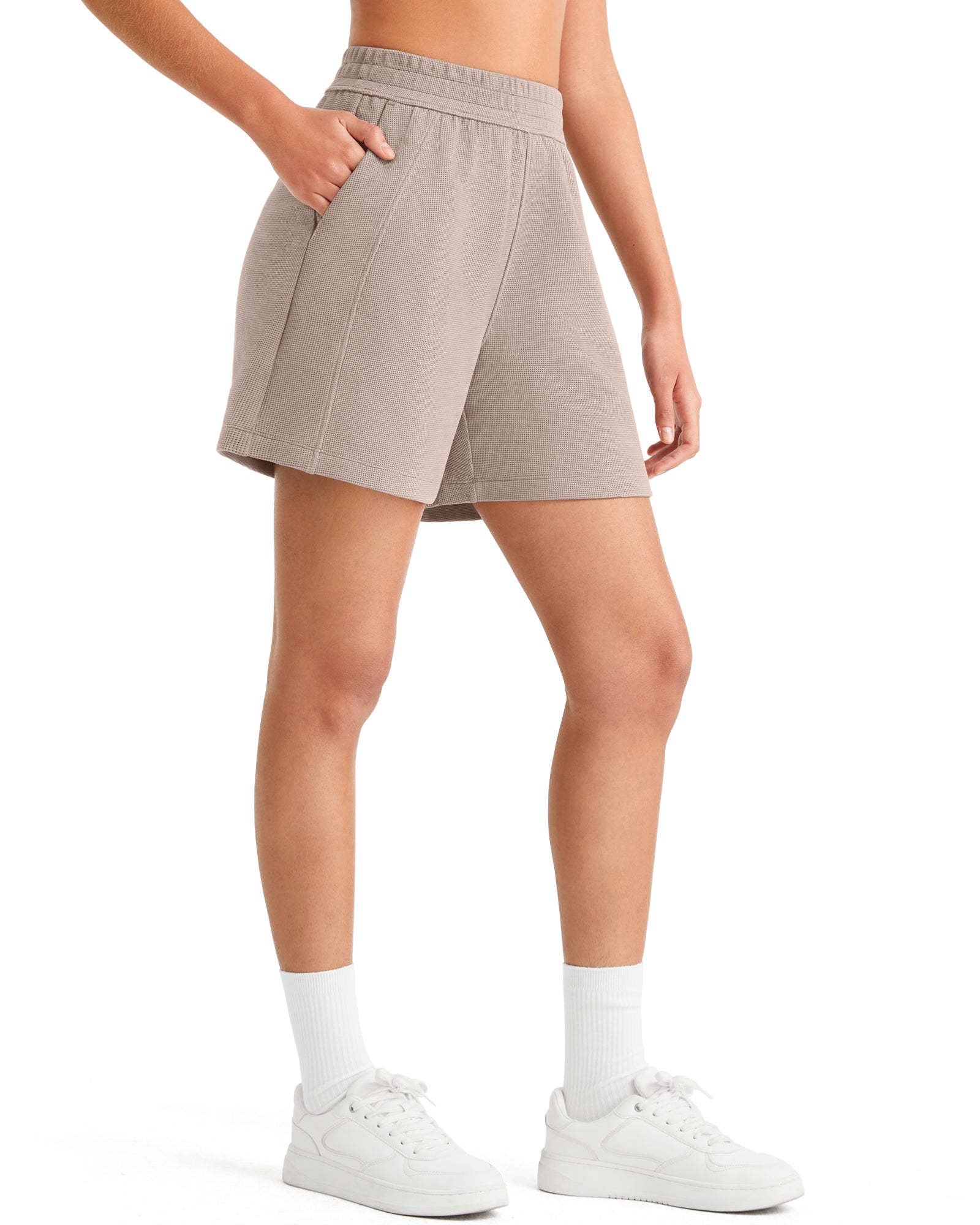 G4Free Waffle Knit 4'' High Waisted Shorts with Pockets - Image 7