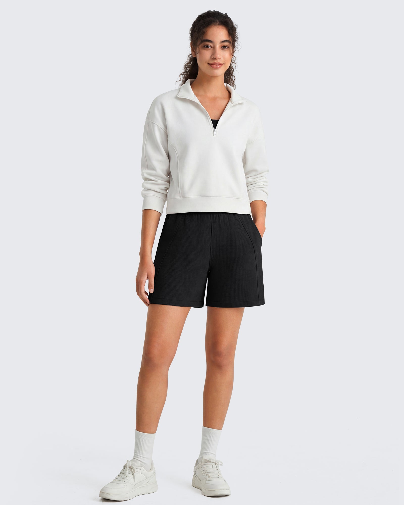 G4Free Waffle Knit 4'' High Waisted Shorts with Pockets - Image 14
