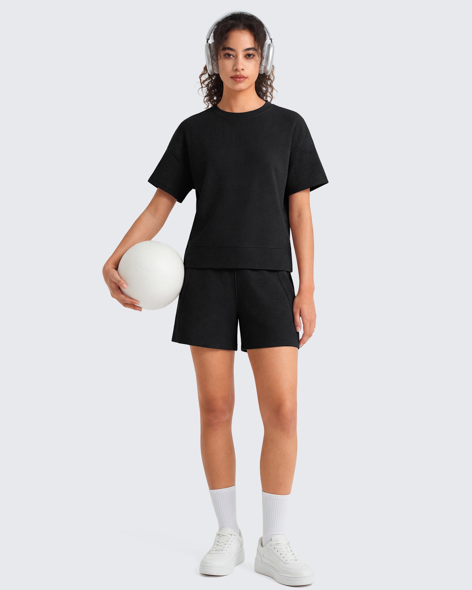 G4Free Waffle Knit 4'' High Waisted Shorts with Pockets - Image 12