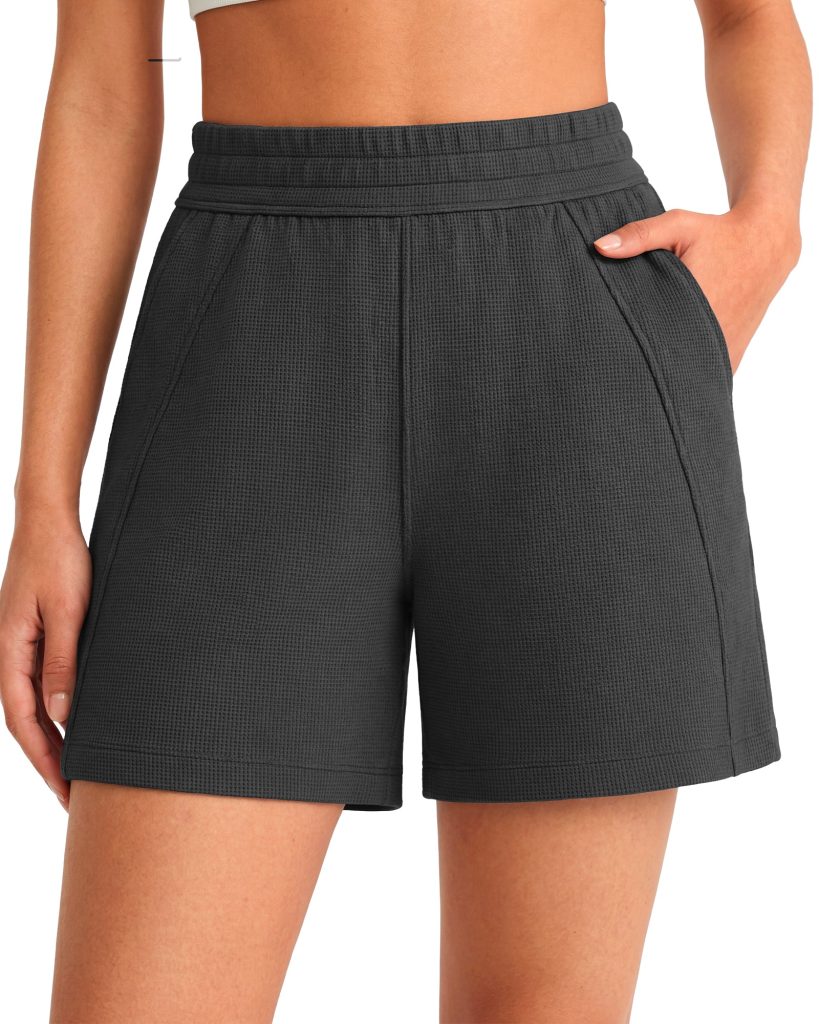 G4Free Waffle Knit 4'' High Waisted Shorts with Pockets