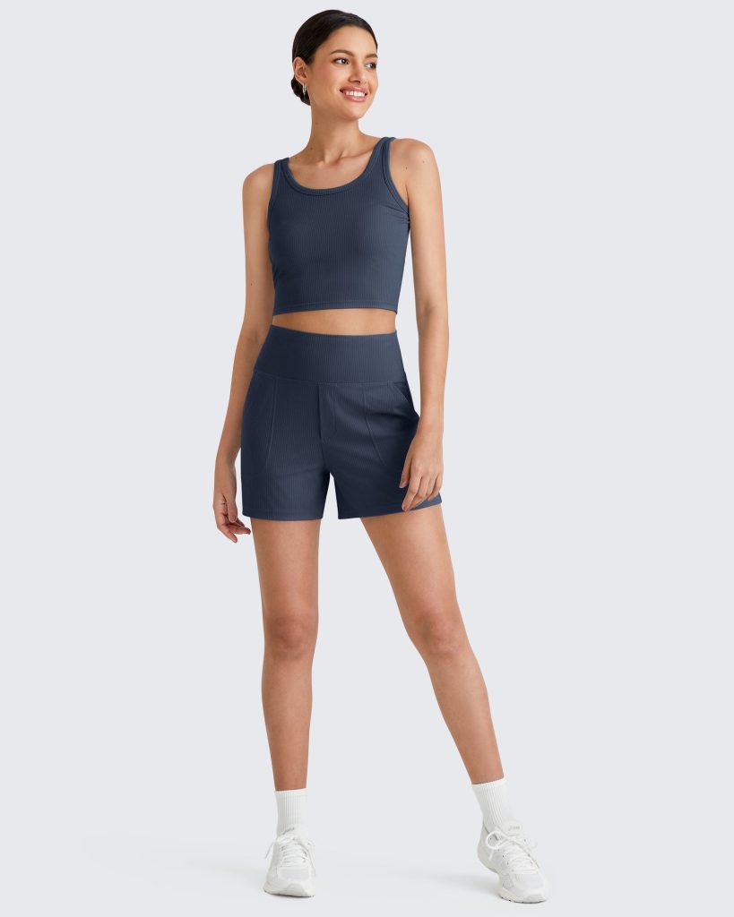 Ribbed High-Rise Dressy Casual Shorts