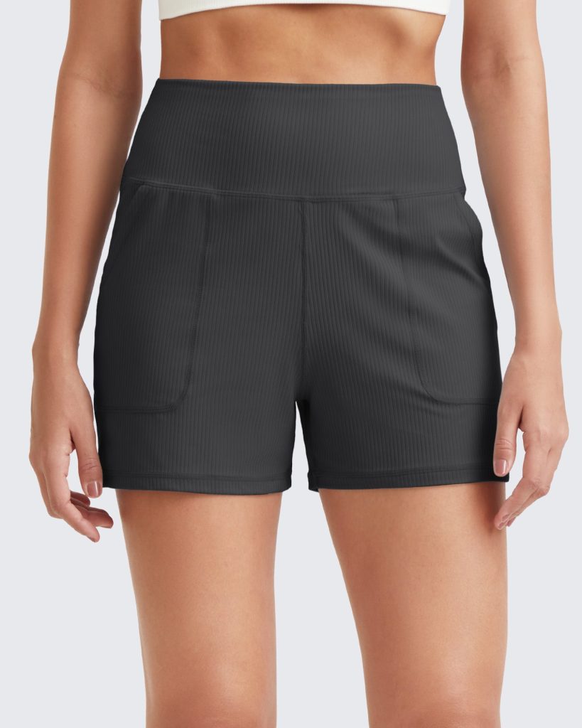Ribbed Mid-Rise Seamless Work Shorts