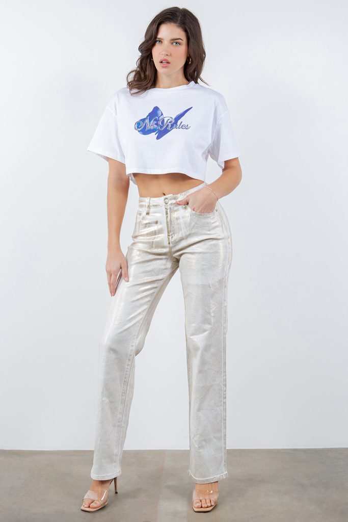 Alyssa Metallic Denim Jeans