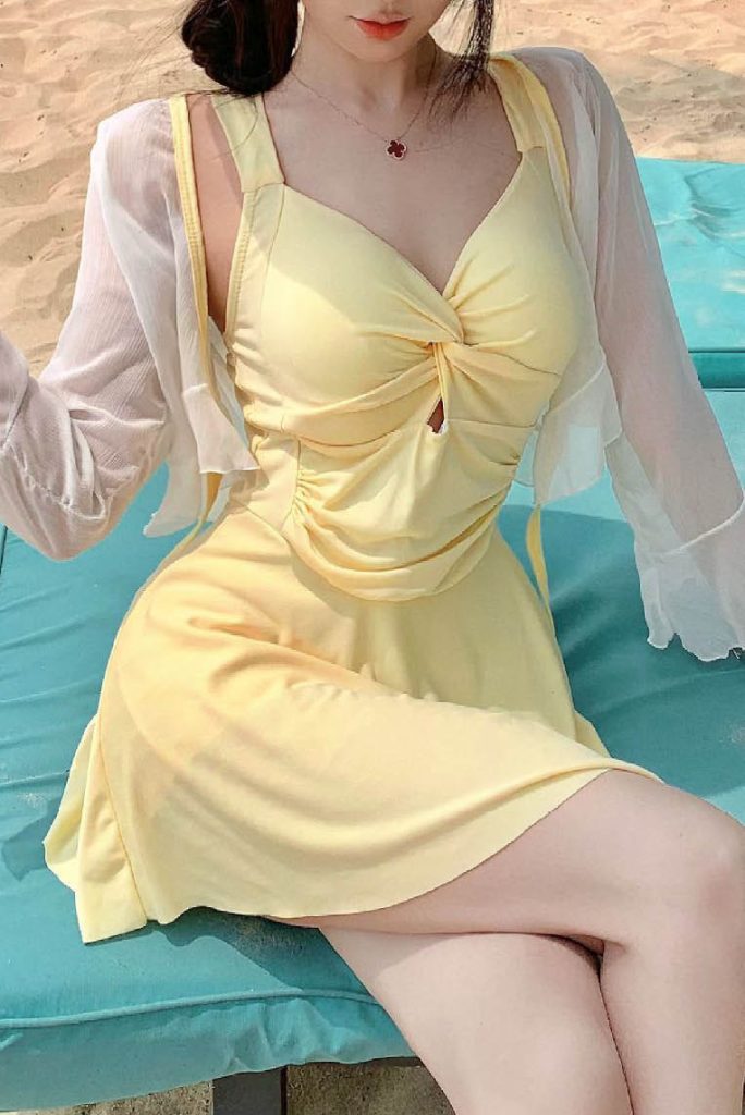 Sun-Protection Cover-Up Dress Swimsuit
