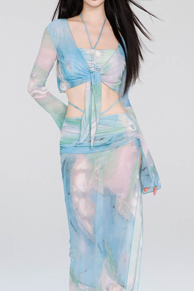 Water Sprite Sheer Skirt 4-Piece Set Bikini