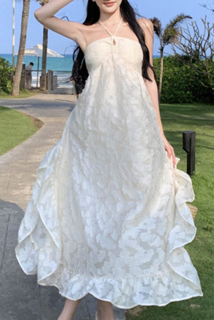 Ethereal Halter Resort-Style Maxi Dress