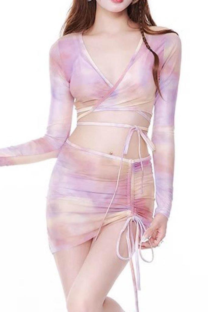 Sexy Tie-Dye 4-Piece Set Cover-Up Bikini